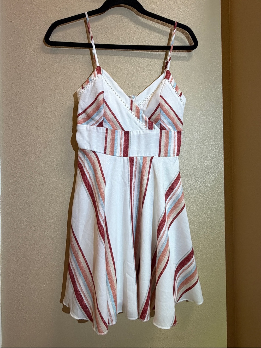 Fit and Flare White Striped Mini Dress